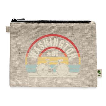 Washington DC Bicycle Cycling Funny Retro Vintage - Hemp Carry All Pouch - natural - Front