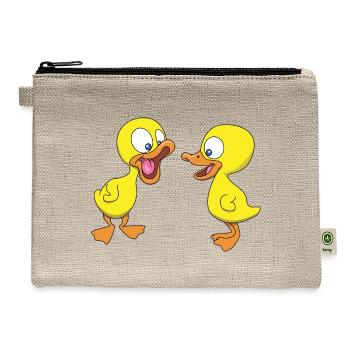 Quirky Duck Duo Illustration - Hemp Carry All Pouch - natural - Front