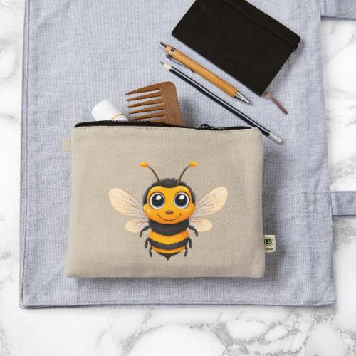 Happy Cartoon Baby Bee with Open Wings - Hemp Carry All Pouch