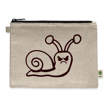 Snail angry furious evil unhappy annoyed funny fun - Hemp Carry All Pouch - natural - Front