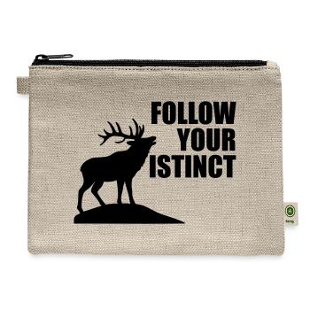 Follow Your Instinct – Elk Silhouette Strength - Hemp Carry All Pouch - natural - Front