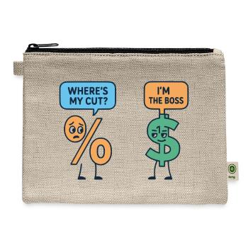 Cut or Boss: Percent vs Dollar - Hemp Carry All Pouch - natural - Front