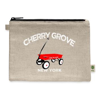 CHERRY GROVE Fire Island red wagon summer LI NY - Hemp Carry All Pouch - natural - Front
