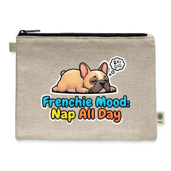 Frenchie Mood Nap All Day - Hemp Carry All Pouch - natural - Front