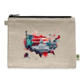 Patriotic USA Splatter Art – Statue of Liberty - Hemp Carry All Pouch - natural - Front