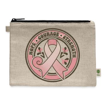 Pink Ribbon Courage Hope - Hemp Carry All Pouch - natural - Front