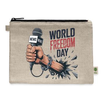 World Freedom Day Microphone & Chains Graphic - Hemp Carry All Pouch - natural - Front