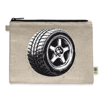 Vintage Motorsport Design Car Tire Rim - Hemp Carry All Pouch - natural - Front
