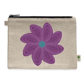 Purple Bloom Teal Center Flower - Hemp Carry All Pouch - natural - Front