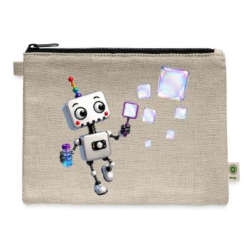 Robot blowing iridescent soap bubbles - Hemp Carry All Pouch - natural - Front