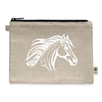 Racy Horse With Mane Equestrian Sport - Hemp Carry All Pouch - natural - Front