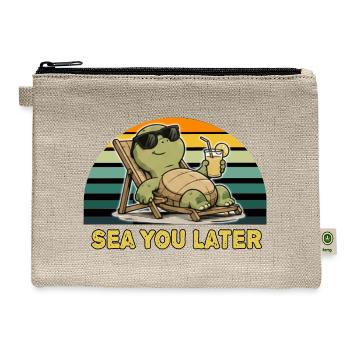 Sea You Later Funny Turtle T-Shirt | Cute Beach  - Hemp Carry All Pouch - natural - Front