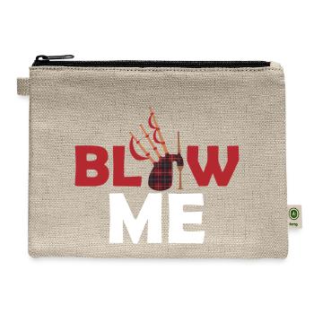Blow Me Bagpipe Scotsman Bagpiper - Hemp Carry All Pouch - natural - Front