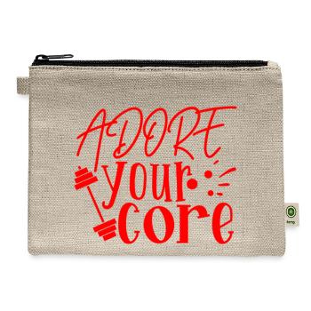 Red Summer Quote Adore Your Core - Hemp Carry All Pouch - natural - Front