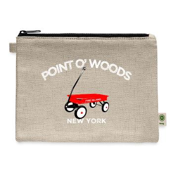 Point O' Woods Fire Island red wagon summer LI NY - Hemp Carry All Pouch - natural - Front
