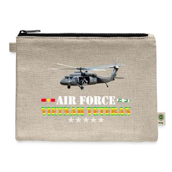 Air Force Vietnam Vet Helicopter Patch - Hemp Carry All Pouch - natural - Front
