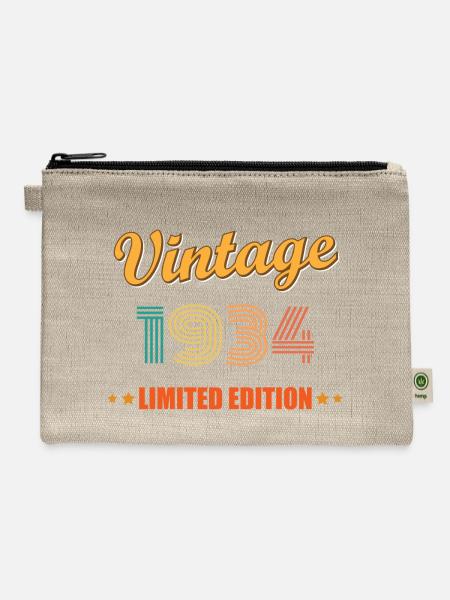 Vintage 1934 Limited Edition Birthday Idea - Hemp Carry All Pouch - natural