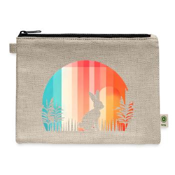 Bunny Cut Out Silhouette Circle Round - Hemp Carry All Pouch - natural - Front