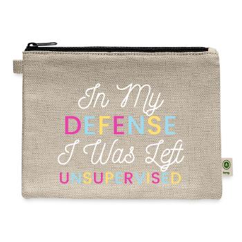 In my defense I was left unsupervised - Hemp Carry All Pouch - natural - Front