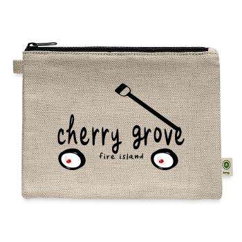 Cherry Grove Fire Island NY wagon word lesbian - Hemp Carry All Pouch - natural - Front