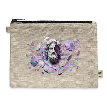 Marble Sage in Neon Circuit - Hemp Carry All Pouch - natural - Front