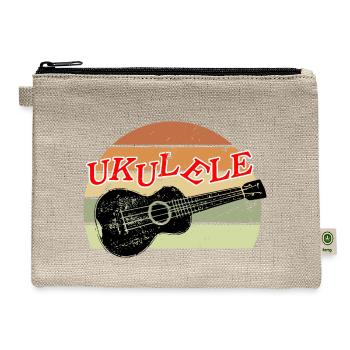 Retro Sunset Ukulele Distressed Drawing - Hemp Carry All Pouch - natural - Front