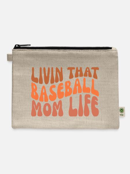 Livin That Baseball Mom Life - Hemp Carry All Pouch - natural