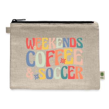 Weekends Coffee and Soccer - Hemp Carry All Pouch - natural - Front