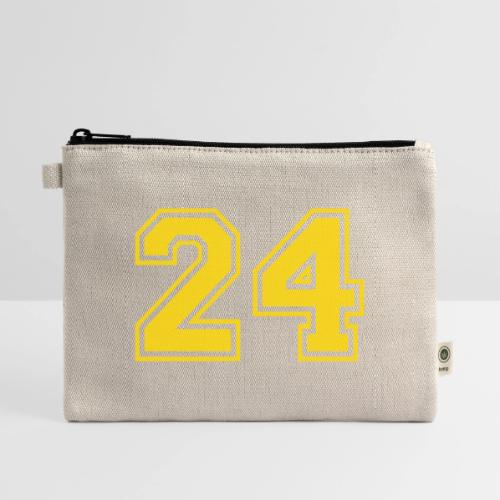 Number 24 in a classic athletic collegiate font - Hemp Carry All Pouch