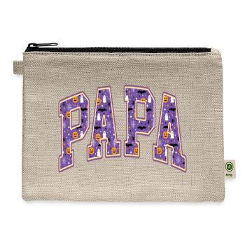 Papa Halloween Varsity Spooky Pattern Art - Hemp Carry All Pouch - natural - Front