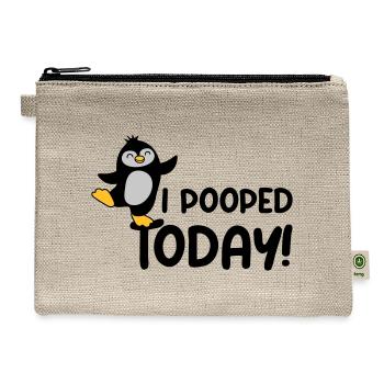 I pooped today penguin - Hemp Carry All Pouch - natural - Front