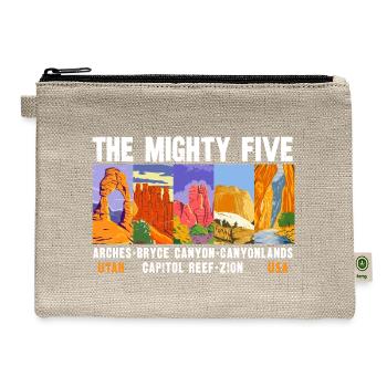 Mighty Five Utah National Parks List Vintage - Hemp Carry All Pouch - natural - Front