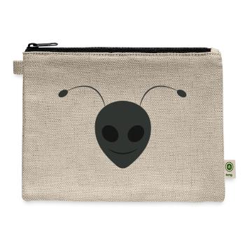 Alien Ant Face Design Black - Hemp Carry All Pouch - natural - Front