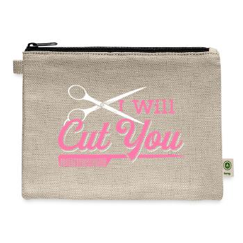 I Will Cut Womens Hairdresser Gift Salon - Hemp Carry All Pouch - natural - Front