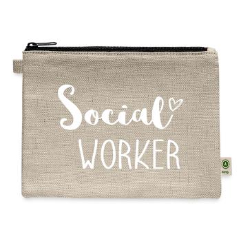 School Social Worker Caseworker MSW Masters Social - Hemp Carry All Pouch - natural - Front