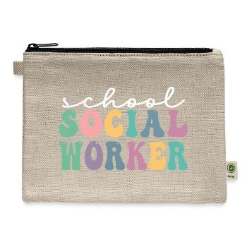School Social Worker Shirt MSW Appreciation Social - Hemp Carry All Pouch - natural - Front
