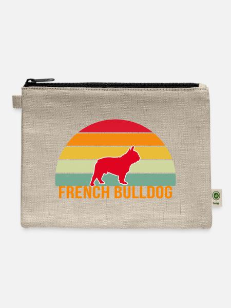 French Bulldog Vintage Silhouette - Hemp Carry All Pouch - natural