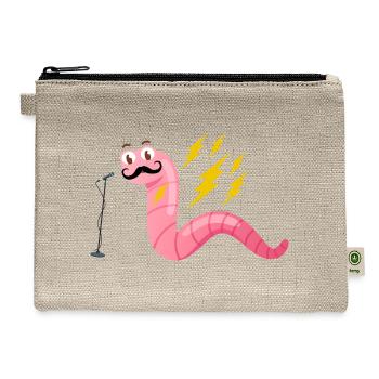 Worm with a Mustache - Hemp Carry All Pouch - natural - Front