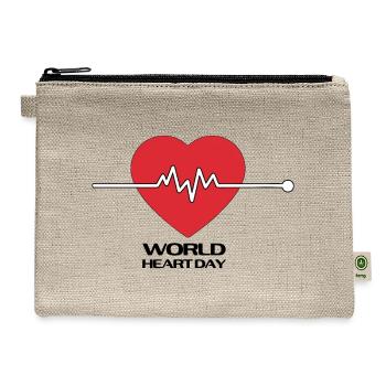 World Heart Day Minimalist ECG Heartbeat Design - Hemp Carry All Pouch - natural - Front
