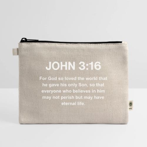 John 3:16 Christian Apparel – White - Hemp Carry All Pouch