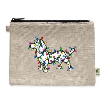 Dog in Christmas Lights - Hemp Carry All Pouch - natural - Front