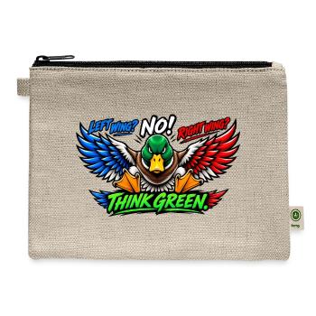 Left Wing Right Wing? No! Think Green - Hemp Carry All Pouch - natural - Front