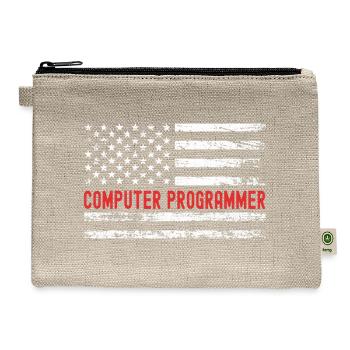 Computer Programmer USA Flag Profession Retro - Hemp Carry All Pouch - natural - Front