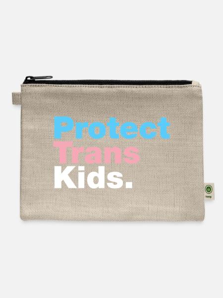Protect Trans Kids Flag - Hemp Carry All Pouch - natural