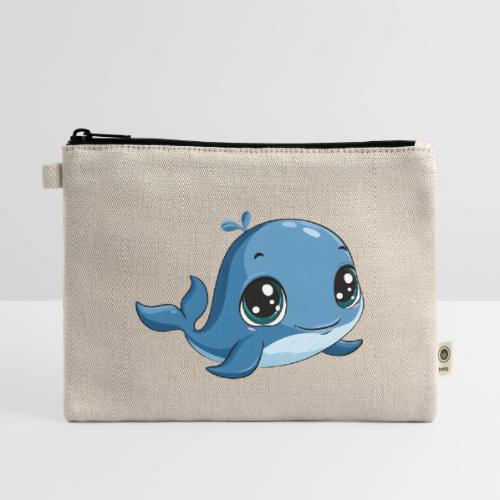 Smiling Blue Baby Whale - Hemp Carry All Pouch