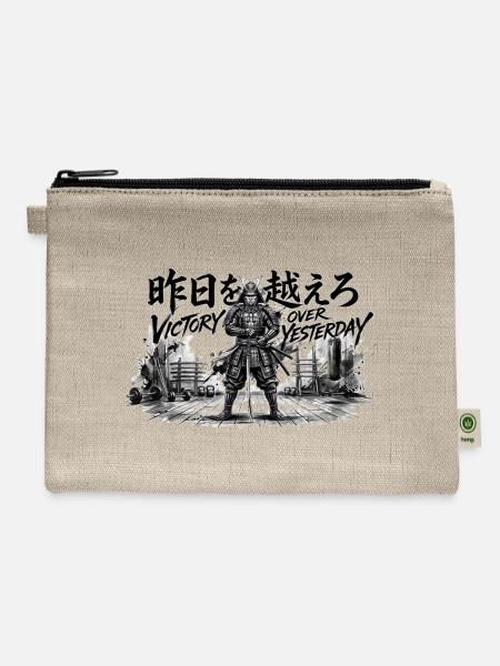 Victory Over Yesterday Samurai Gym Warrior T-Shirt - Hemp Carry All Pouch - natural