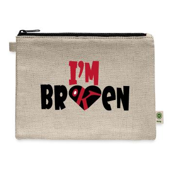 I'm Broken I'm Okay Depression Quote - Hemp Carry All Pouch - natural - Front