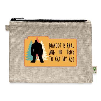 Bigfoot, hide and seek, Bigfoot Is Real - Hemp Carry All Pouch - natural - Front
