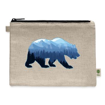 Bear Double Exposure Surreal Wildlife Animal Tee - Hemp Carry All Pouch - natural - Front