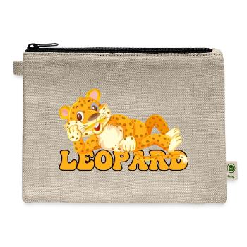 Leopard Cub Playful Cartoon - Hemp Carry All Pouch - natural - Front